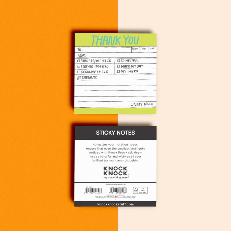 Knock Knock 8-Count Knock Knock Thank You Hand-Lettered Sticky Notes, Thank You Notes, 3 x 3-inches, 100 Sheets Each - Image 4